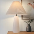thumbnail image 1 of Gwen 25" Modern Tall LED Bedside, Table, Desk Lamp with Cream Pleated Fabric Shade and Heavy Weighted Base - Light Bulb Included, 1 of 5