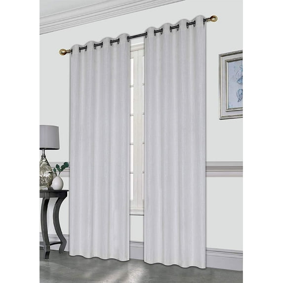 Gwen 52X84 Decorative Crushed Faux Linen Curtain Panel, Elegant Sparkle Metallic Solid Color Window Curtain, 2 Pack, Beige
