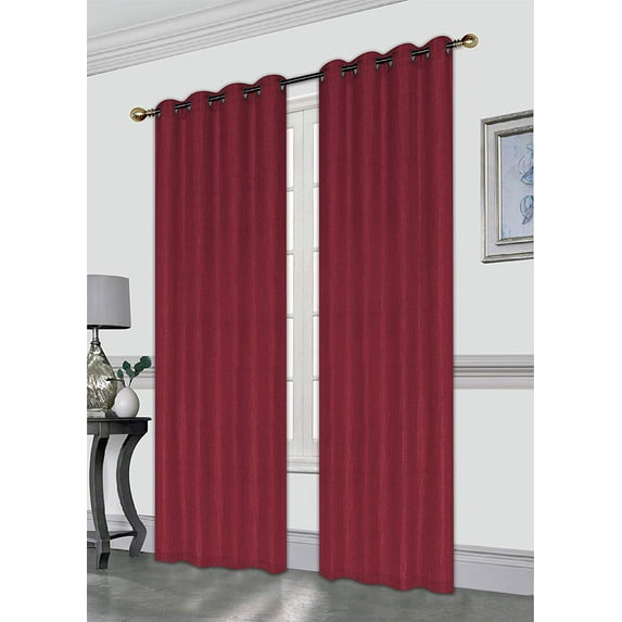 Gwen 52X84 Decorative Crushed Faux Linen Curtain Panel, Elegant Sparkle Metallic Solid Color Window Curtain, Single Panel, Burgundy