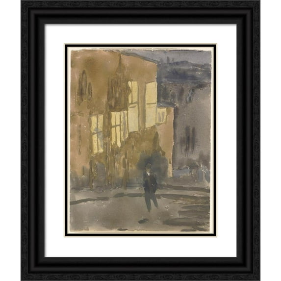 Gwen John 15x18 Black Ornate Wood Framed Double Matted Museum Art Print Titled - Street at Night, Meudon (1910s)