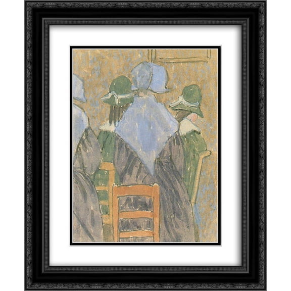 Gwen John 2x Matted 20x24 Black Ornate Framed Art Print 'Nuns and schoolgirls standing in church'