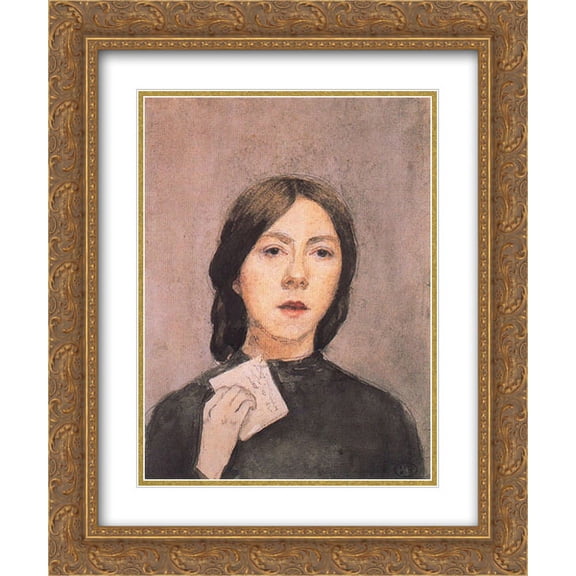 Gwen John 2x Matted 20x24 Gold Ornate Framed Art Print 'Self Portrait with Letter'