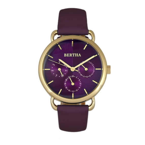 Gwen Leather-Band Watch - Purple