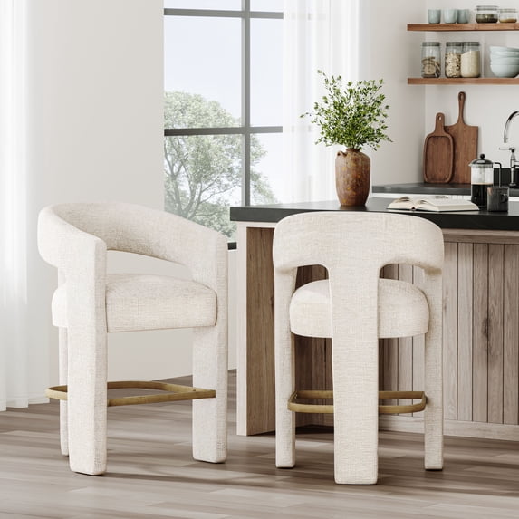 Gwen Modern Luxury Jacquard Fabric Upholstered Boucle Sculpture Counter Stool