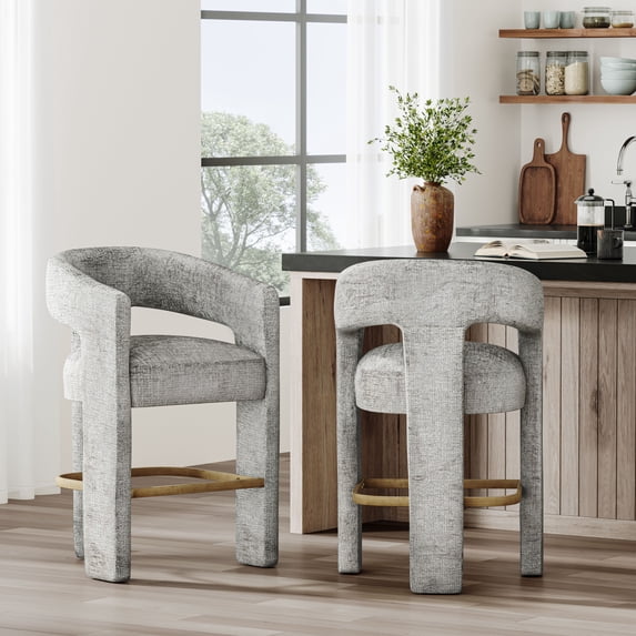 Gwen Modern Luxury Jacquard Fabric Upholstered Boucle Sculpture Counter Stool