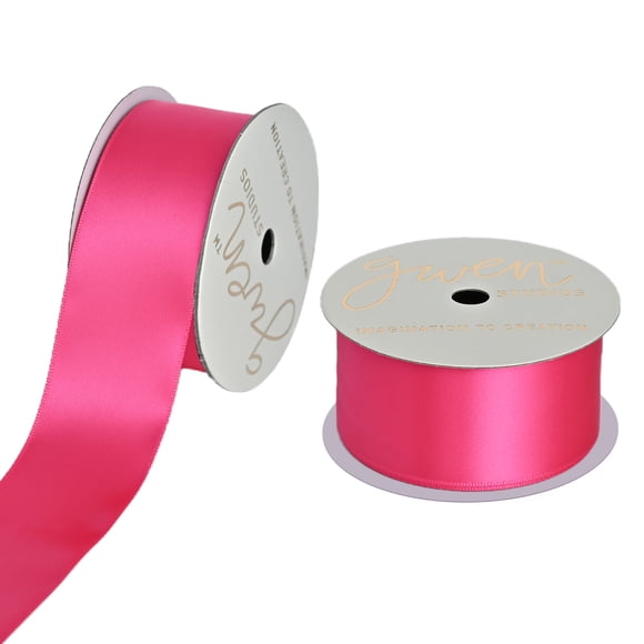 Gwen Studios 1.5" Hot Pink Satin Ribbon, 7 Yards