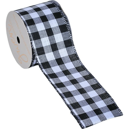 Gwen Studios 1.5" Black and White Buffalo Check Ribbon, 3 Yards