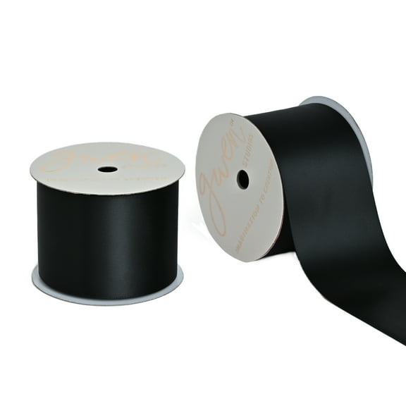 Gwen Studios 2.25" Black Satin Ribbon, 7 Yards