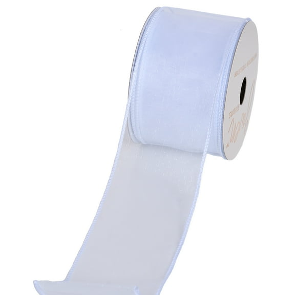 Gwen Studios 2.5" White Sheer Wire Edge Ribbon, 10 Yards