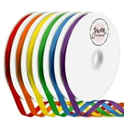 Gwen Studios 3/8" Grosgrain Ribbon, 6 Rainbow Colors, 600 Yards