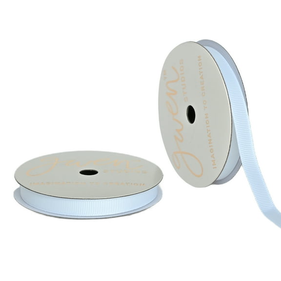 Gwen Studios 3/8" White Grosgrain Ribbon, 7 Yards