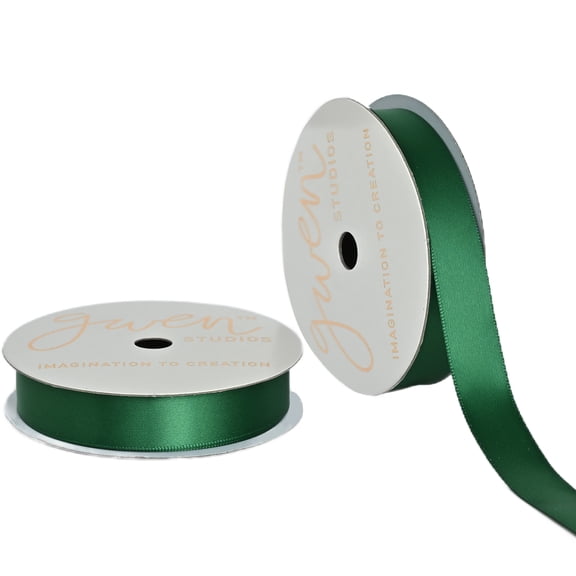 Gwen Studios 5/8" Green Satin Ribbon, 7 Yards