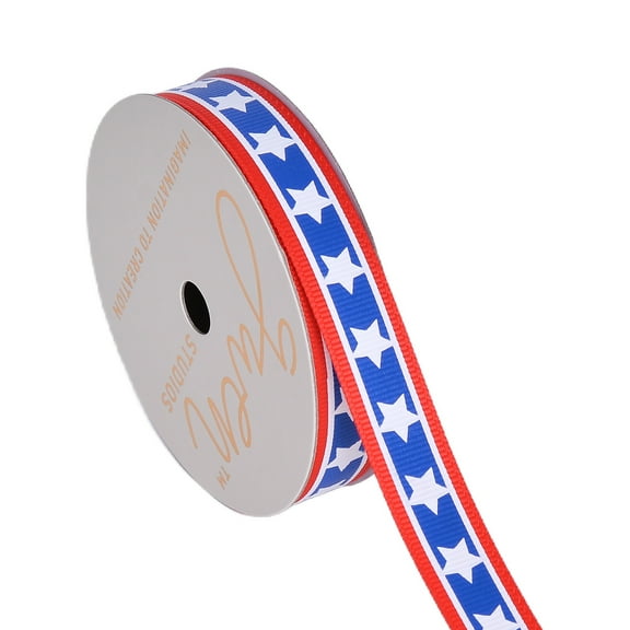 Gwen Studios 5/8" Patriotic Red, White, and Blue Stars and Stripes Grosgrain Ribbon, 3 Yards