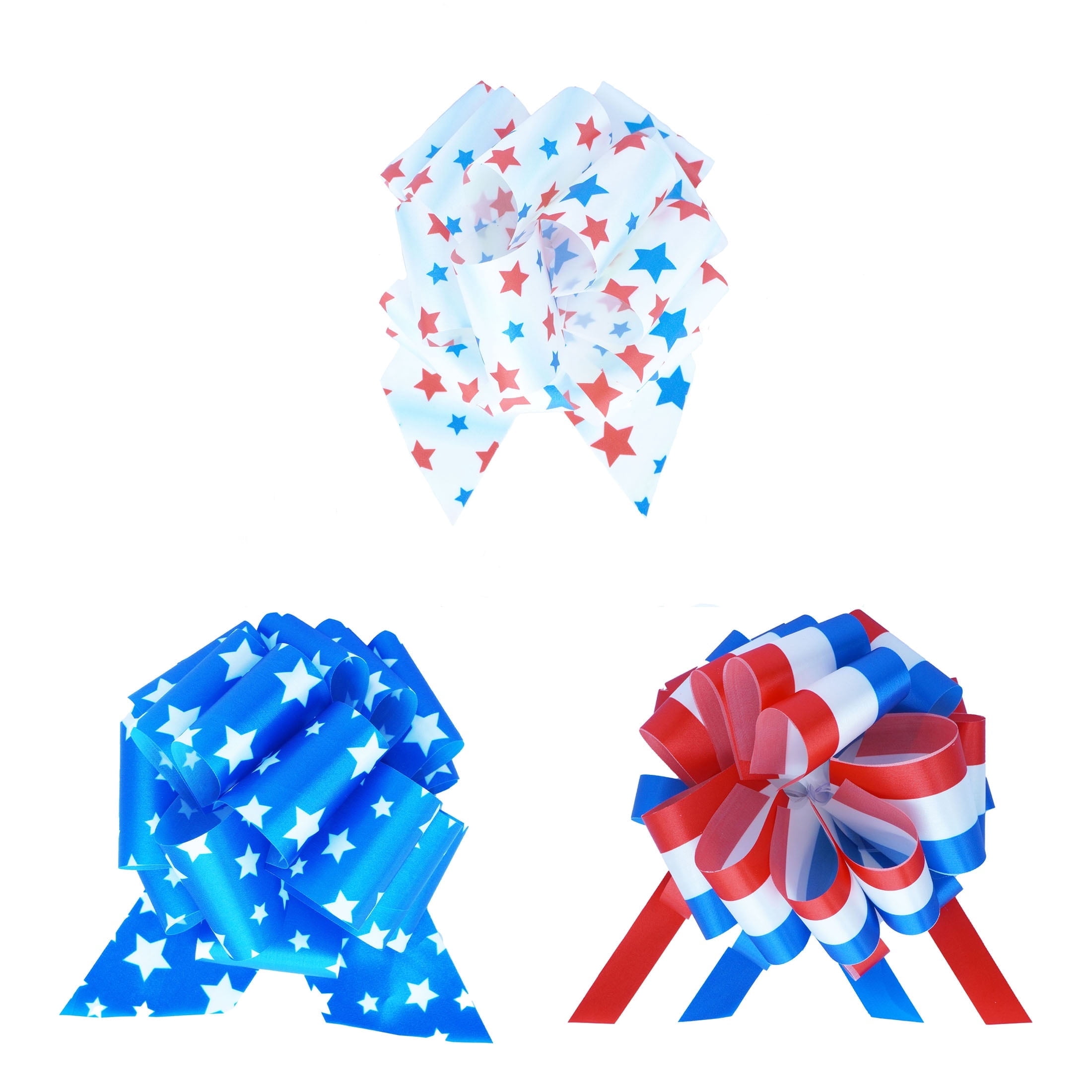 Gwen Studios 6 Inch Patriotic Pull Bows, 12 Count, Assorted