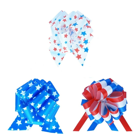 Gwen Studios 6 Inch Patriotic Pull Bows, 12 Count, Assorted