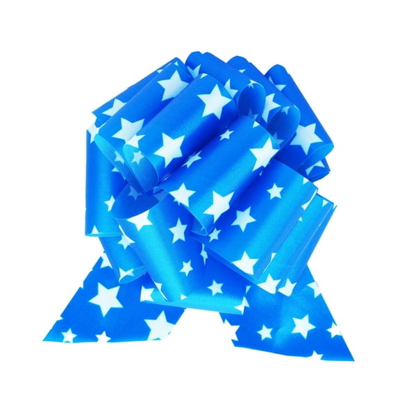 Gwen Studios 6 Inch Patriotic Pull Bows, 12 Count, Blue & White Stars