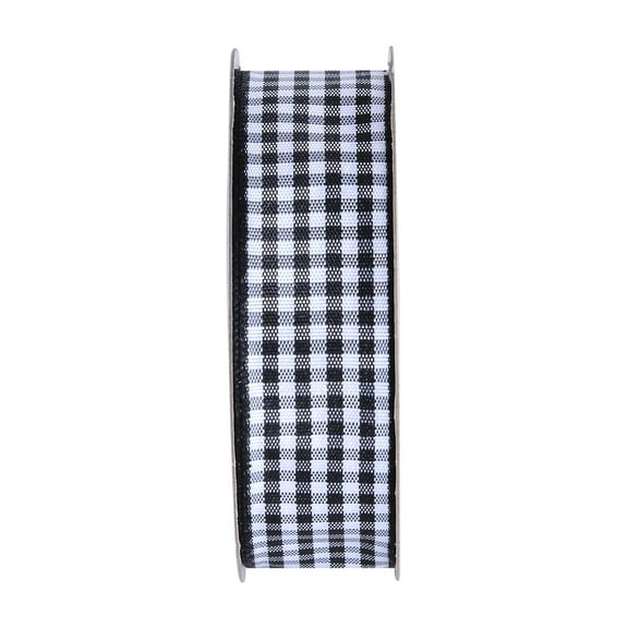 Gwen Studios 7/8" Black and White Gingham Check Ribbon, 3 Yards