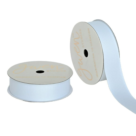 Gwen Studios 7/8" White Grosgrain Ribbon, 7 Yards