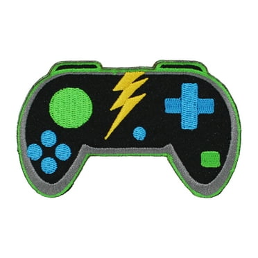 Gwen Studios Embroidered Black Game Controller Iron-on Patch Applique, 3.2" x 2.1"
