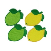 Gwen Studios Embroidered Lemon Lime Iron-on Patch Applique, Yellow and Green, 1.45" x 1.45", 4PC