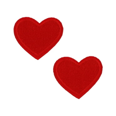 Gwen Studios Embroidered Red Heart Iron-on Patch Appliques, 1.45" x 1.4", 2CT