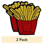 (2 pack) Gwen Studios Embroidered Red and Yellow French Fries Iron-on Patch Applique, 2.6" x 2.6"