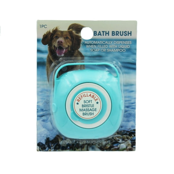 Gwen Studios Pet Bath & Massage Brush, Grooming Scrubber for Dogs & Cats, Blue, 1 Count