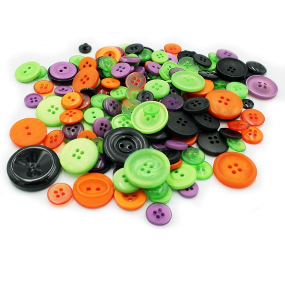 Gwen Studios Plastic Sewing Buttons Value Pack, 3.5 oz., Assorted Sizes, Halloween Colors
