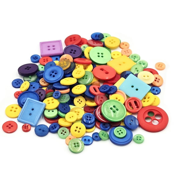 Gwen Studios Plastic Sewing Buttons Value Pack, 3.5 oz., Assorted Sizes and Shapes, Bright Colors