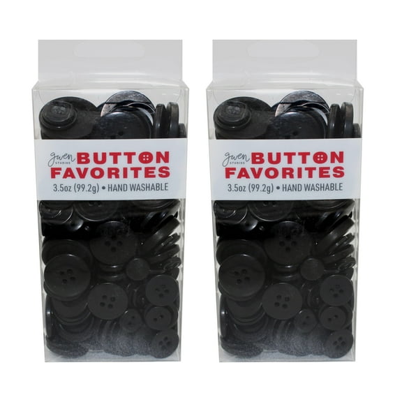 Gwen Studios Plastic Sewing Buttons Value Pack, 7 oz., Assorted Sizes, Black