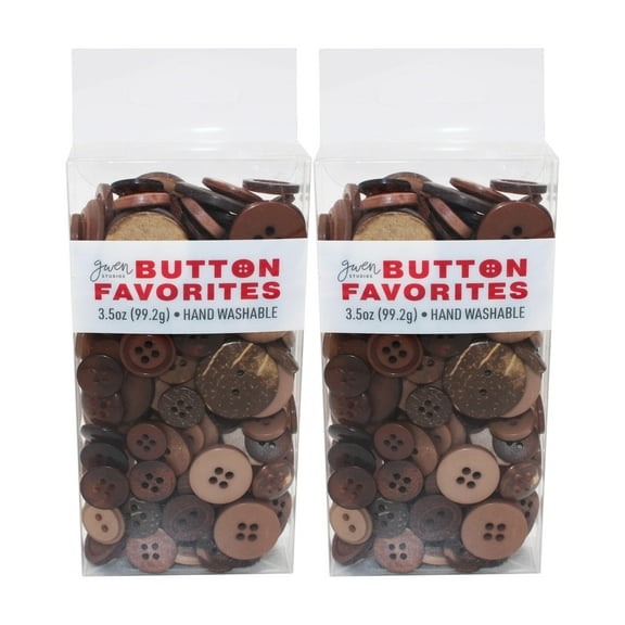 Gwen Studios Plastic Sewing Buttons Value Pack, 7 oz., Assorted Sizes, Brown