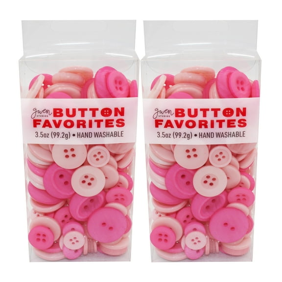 Gwen Studios Plastic Sewing Buttons Value Pack, 7 oz., Assorted Sizes, Pink