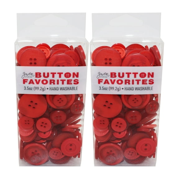 Gwen Studios Plastic Sewing Buttons Value Pack, 7 oz., Assorted Sizes, Red