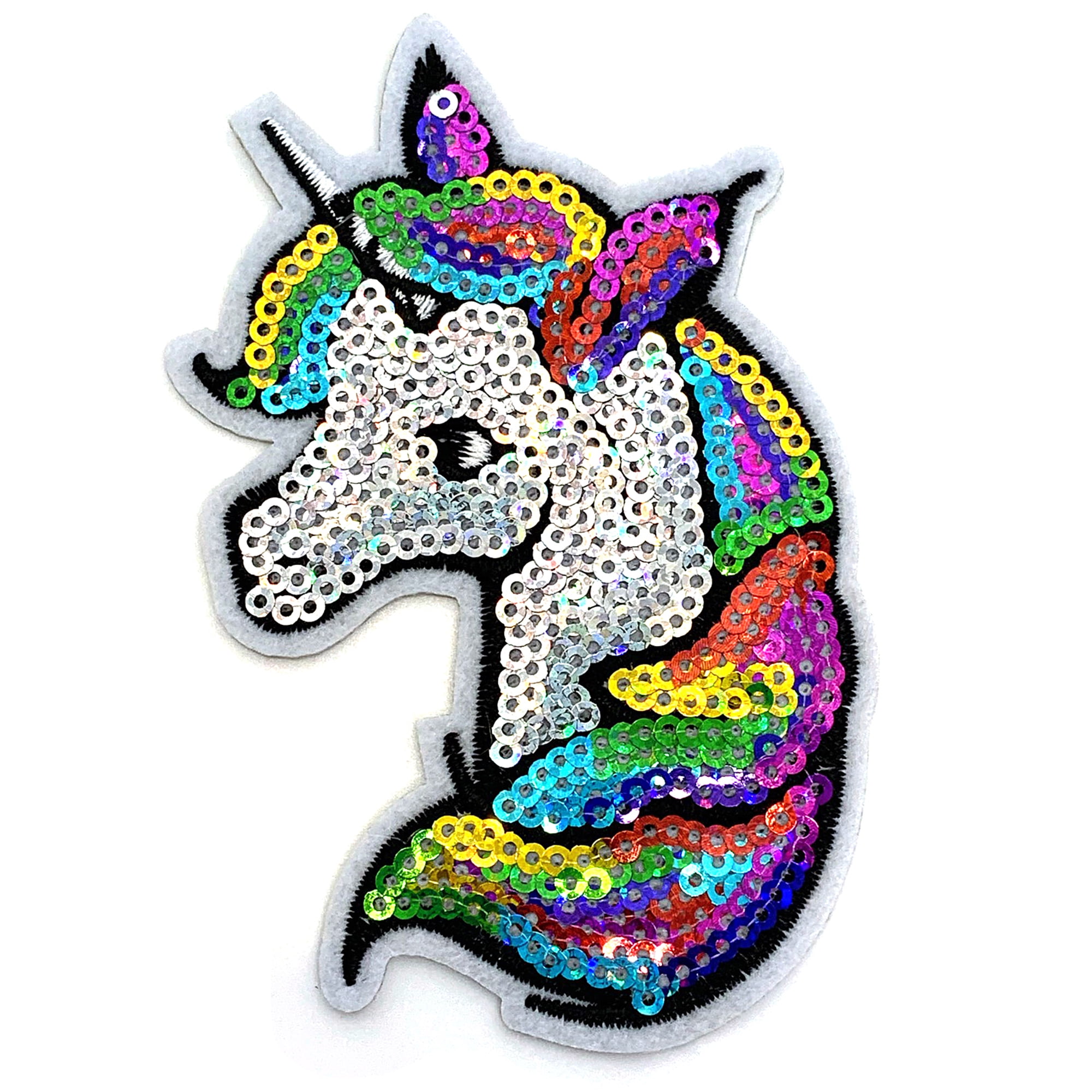 Gwen Studios Rainbow Sequin Unicorn Embroidered Iron-on Patch Applique,  Rainbow Colors