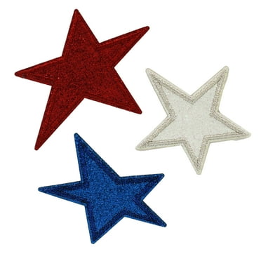Gwen Studios Red White and Blue Star Iron-on Patch Appliques, 2.5", 3PC