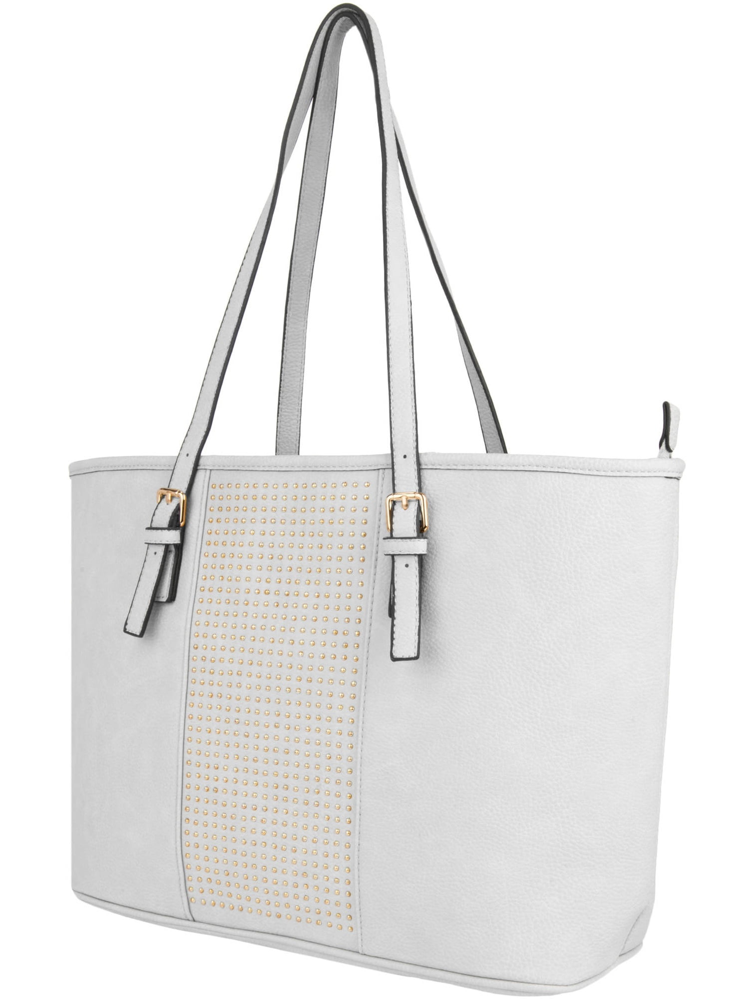 Gwen Women's Leatherette Studded Tote Shoulder Bag fits tablets and laptops (up to 13, 13.3 inches)