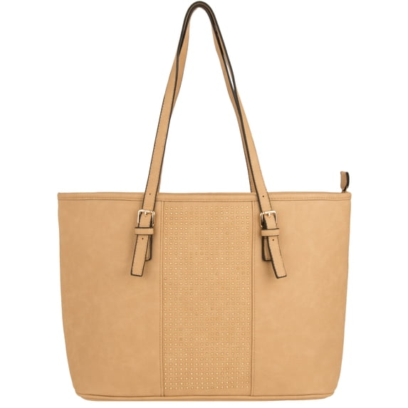 Gwen Women's Vegan Leather Studded Tote Bag with Adjustable Handles / Shoulder Straps