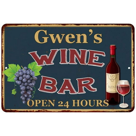 Gwen's Green Wine Bar Sign Wall Decor 12 x 18 Matte Finish Metal 112180043100