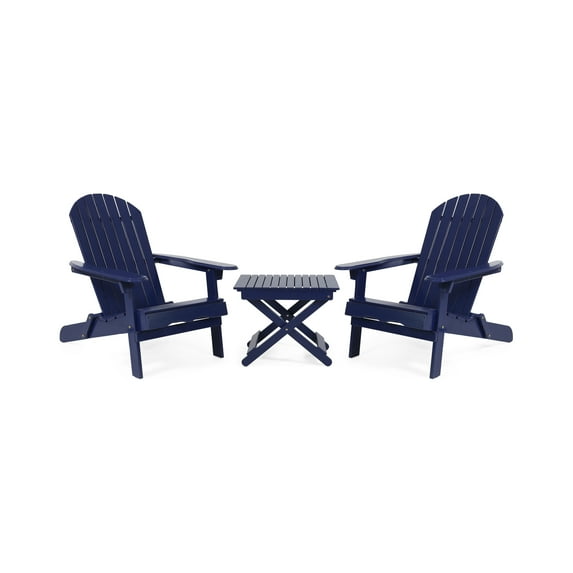 Gwendolyn Outdoor 2 Seater Acacia Wood Chat Set, Navy Blue