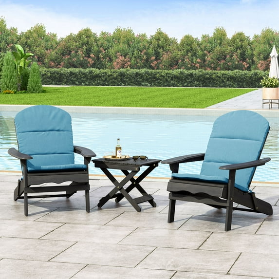 Gwendolyn Outdoor 2 Seater Acacia Wood Chat Set with Water Resistant Cushions, Dark Teal, Dark Gray