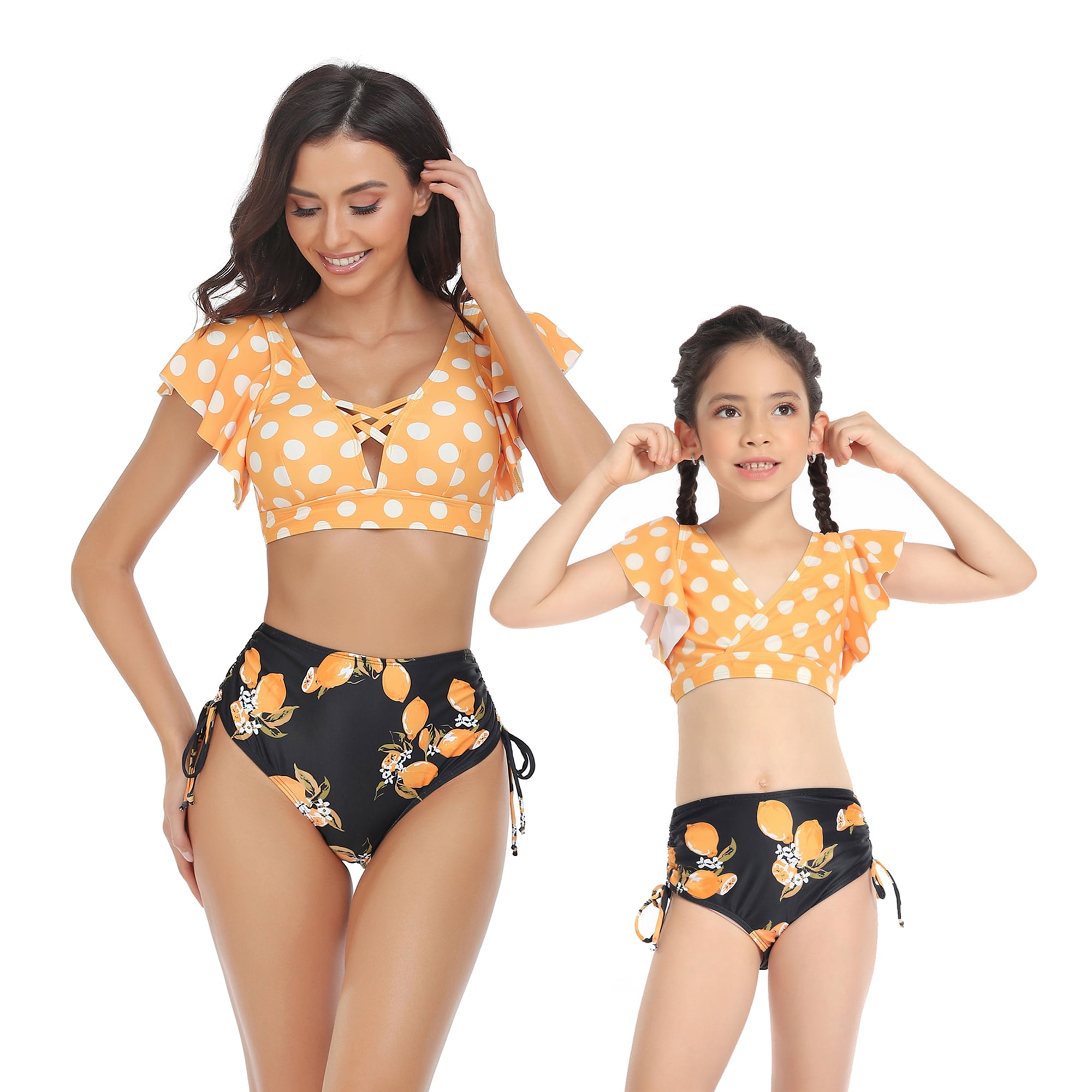 Mommy And Me Bikini Swimsuits Set Two Piece Parent-child Swimsuit Matching  Swimwear Sleeveless 