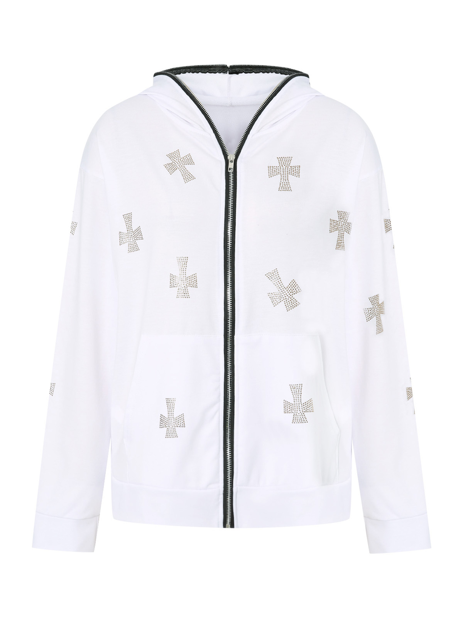 Gwiyeopda Hooded Sweatshirts for Women Long Sleeve Diamond Cross Jacket  Hoodies - Walmart.com