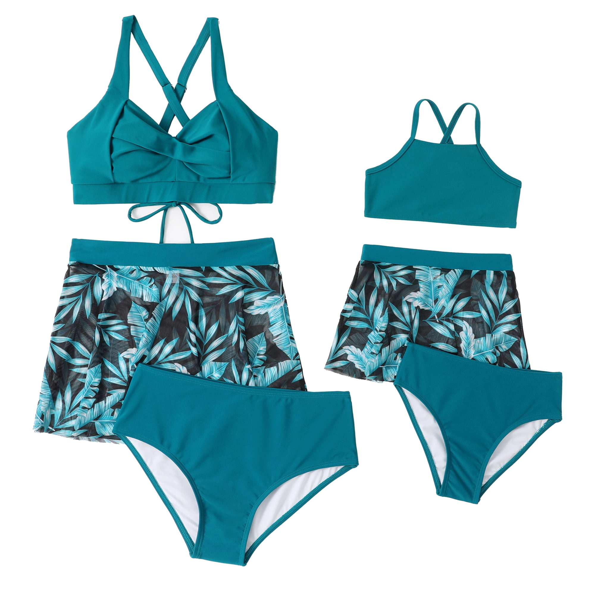 Gwiyeopda Mommy and Me Matching Swimwear Women 3 Pieces Bathing Suit