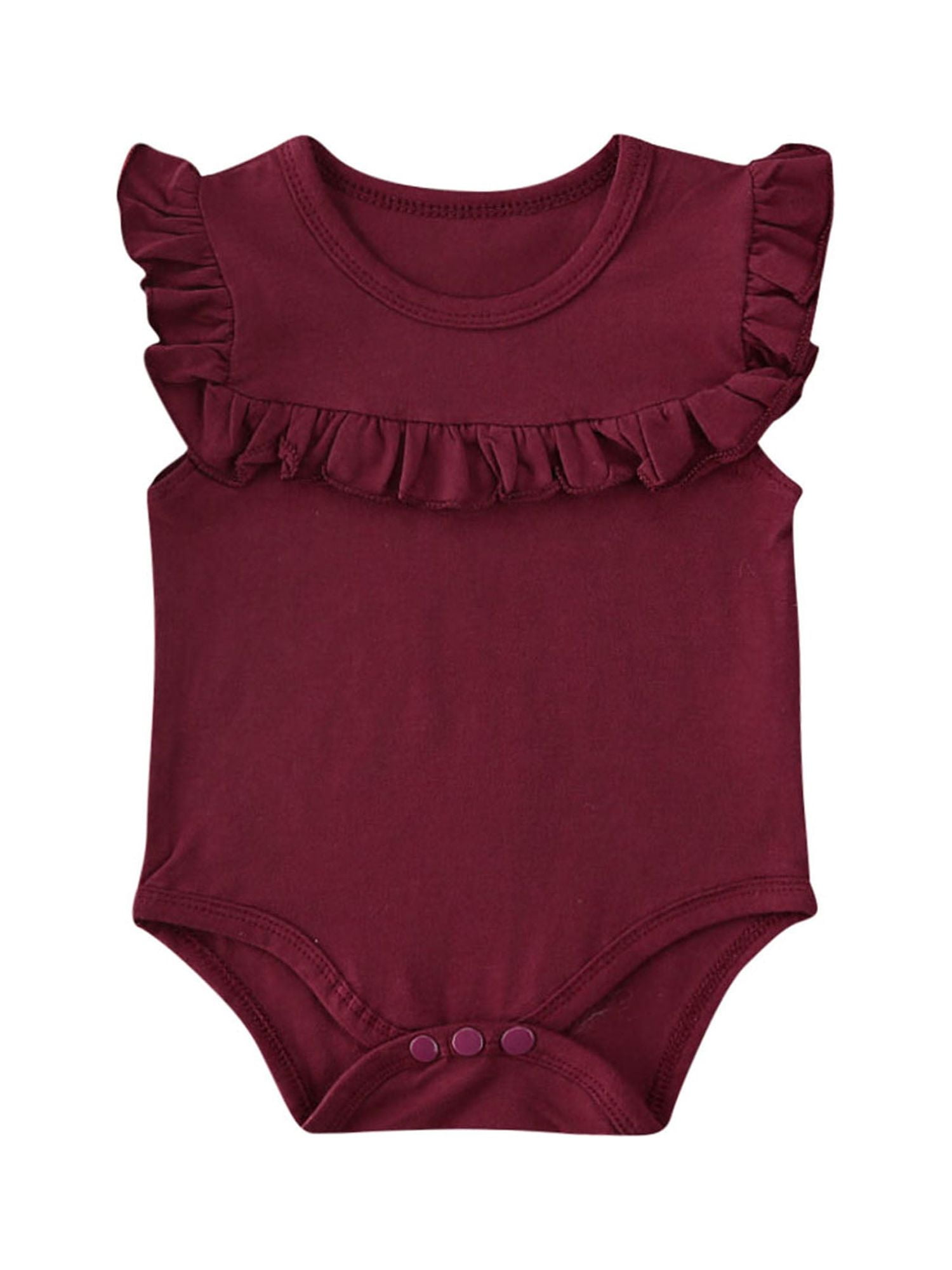 Gwiyeopda Newborn Baby Girl Sleeveless Ruffle Bodysuit Playsuit