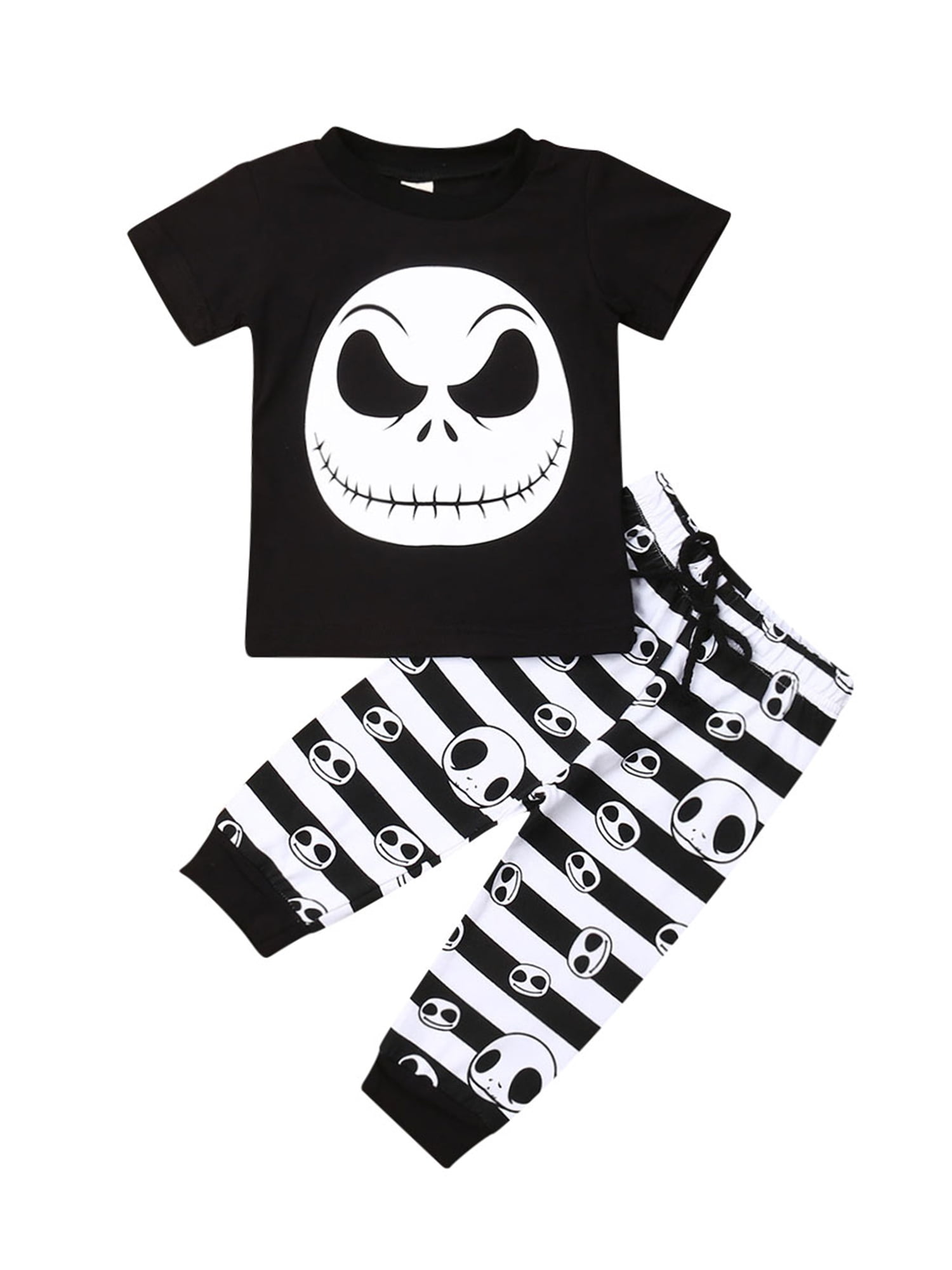 Gwiyeopda Toddler Baby Boy 2 Pieces Halloween Outfit Skull Print Short