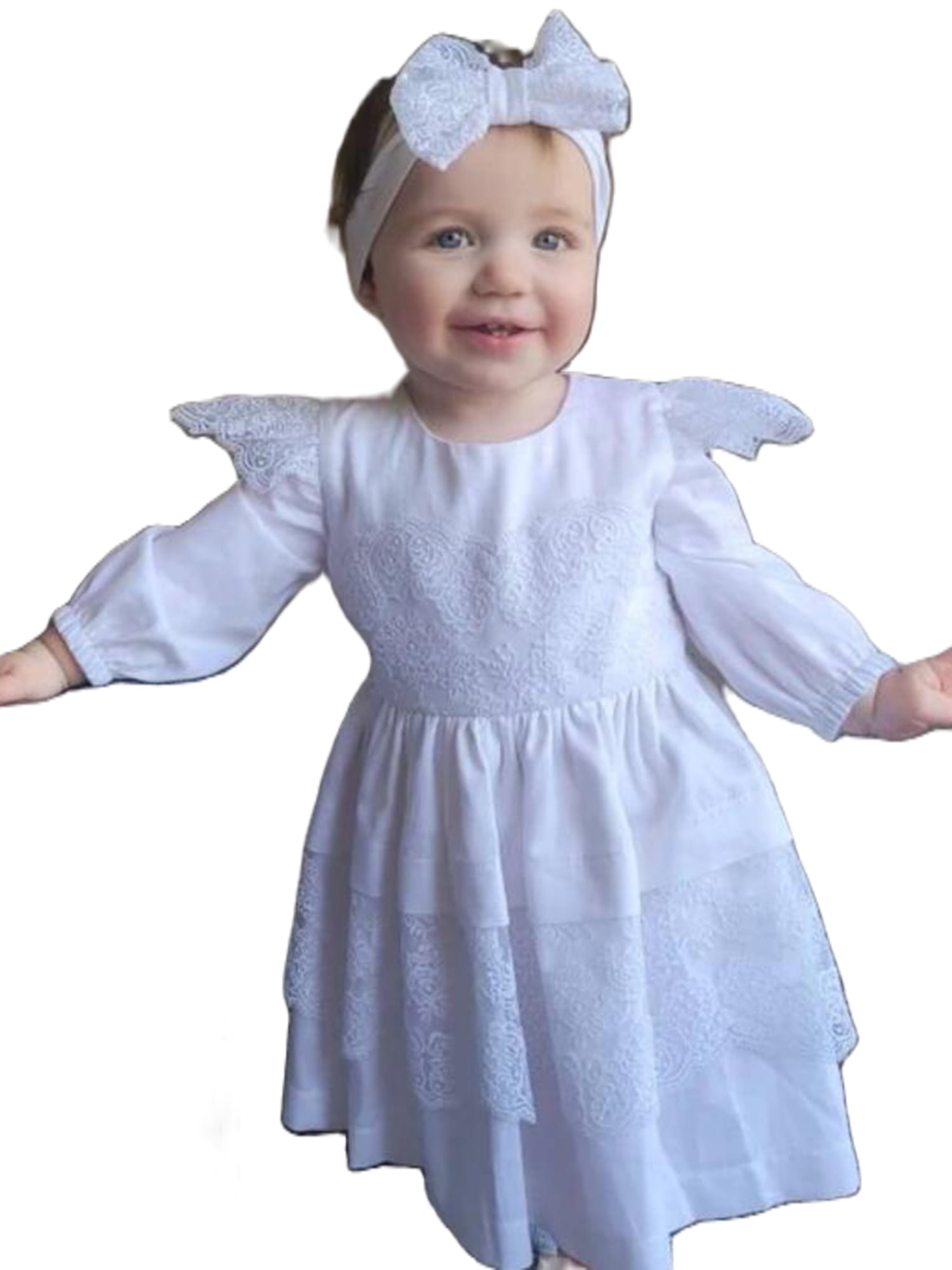 Gwiyeopda Toddler Baby Girl Party Tulle Dress Girls Long Sleeve Princess Lace Aline Dress