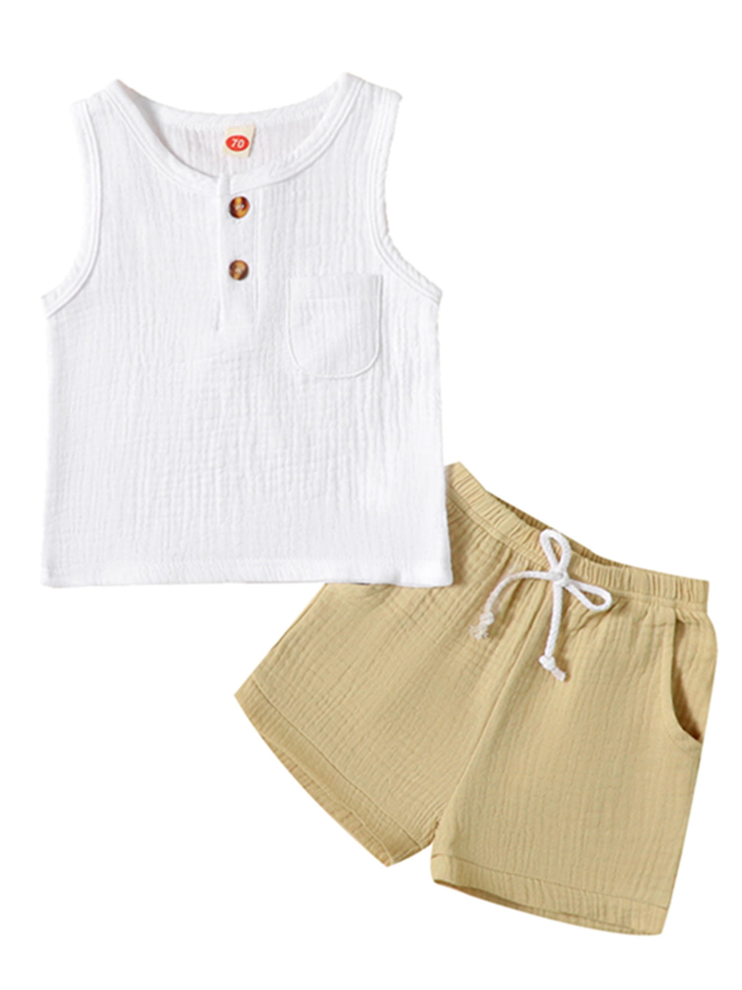 Gwiyeopda Toddler Boys 2Pcs Outfit Set Sleeveless Tank Top and Shorts