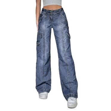Women Y2K Baggy Jeans High Waist Wide Straight Leg Distressed Vintage ...