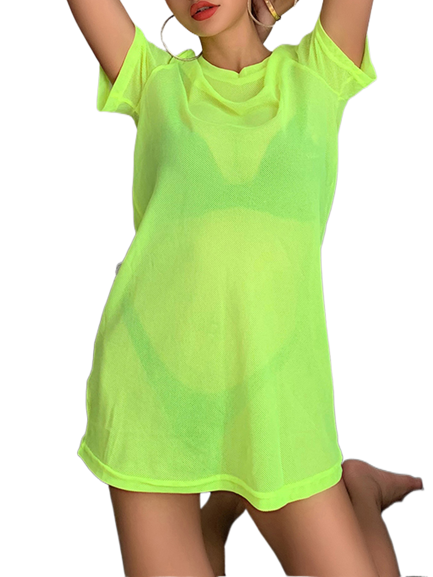 Gwiyeopda Women Sheer Bikini Cover Up Swimwear Swim Bathing Suit Beach