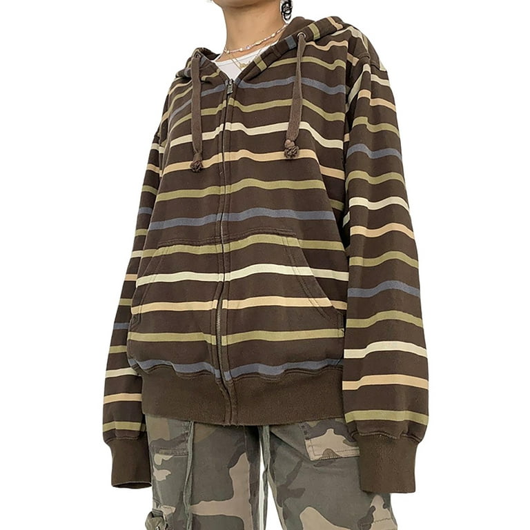 Women's striped deals sleeve hoodie